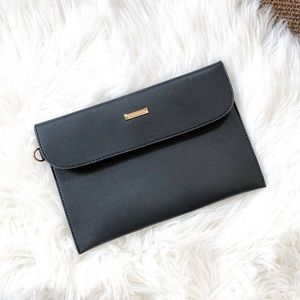 Faux Leather Classic Solid Black Clutch